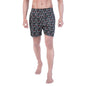 Rupa Colors PLAYSURE Collection Satin Boxers for Men, Abstract Printed, 100% Super Combed Cotton, Zip-Free, Ultrasoft Jet Black