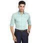 Turtle Men 100% Cotton Checkered Slim Fit Green Formal Shirt