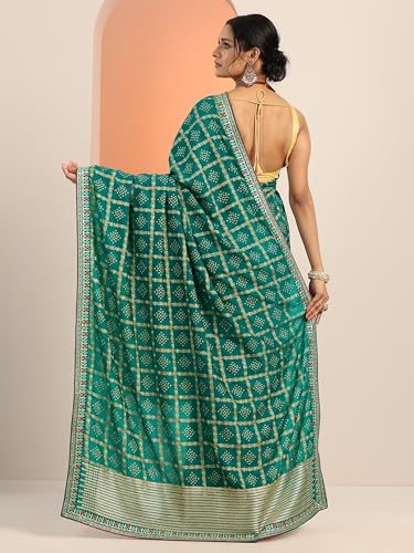 Libas Womens Printed Silk Blend Saree With Blouse Piece