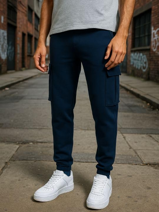 Nobero MenS Regular Sweatpants (1M-Bwjg-R0150-Et_Navy Blue