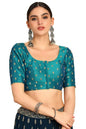 Soch Womens Teal Zari Embroidered Art Silk Padded Blouse With Sequins