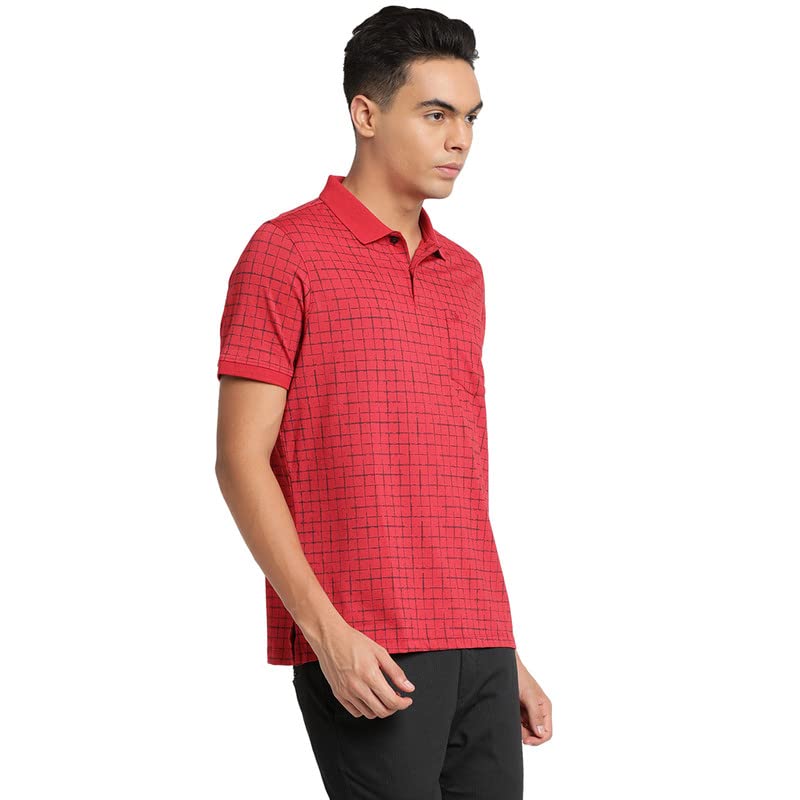 Turtle Men Cotton Red Printed Polo Neck T-Shirts