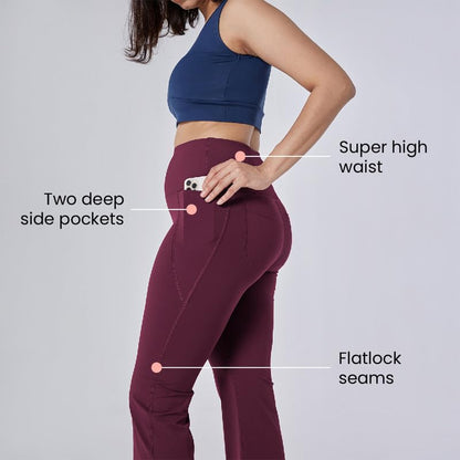 BlissClub Ultimate Flare Pants for Women Upto 54 ft | Ribbed Waistband, 4 Pockets | High Waist Trousers and Formal Pants for Of