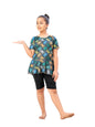 Aarika Girls Sports Wear Green-Black Colour Abstract Print Nylon Swim Suit (5-15 Years)-(SW-SHM-CA-1113)