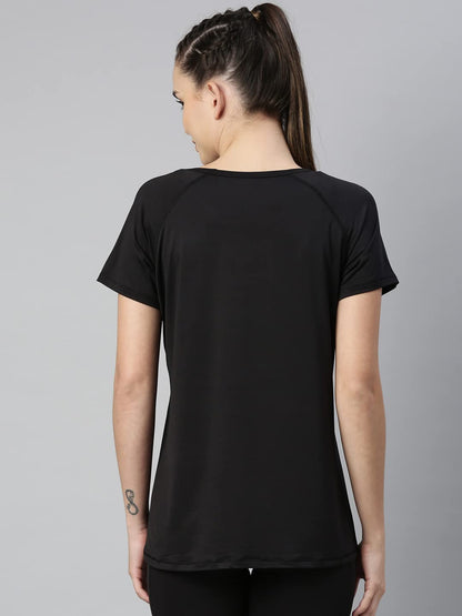 Enamor Athleisure Womens Polyester Relaxed Fit Long Length Raglan Sleeves Scoop Neck Quick Dry 4 Way Stretch Antimicrobial Grap