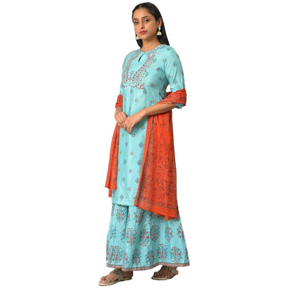 W for Woman Women Polyster Kurta & Culotte & Dupatta