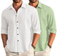 Deelmo Combo Of MenS Casual Button Down Shirts Long Sleeve Linen Shirt Fashion Textured Summer Shirts Pack Of 2