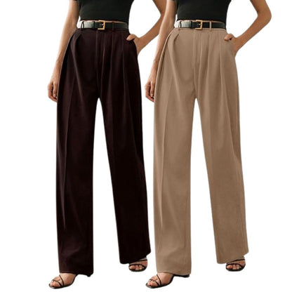 Greciilooks High Waist Cotton Trousers For Women  Flared Parachute Pants With Side Pockets | Casual Travel Cargo Pants (Availabl
