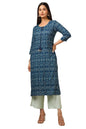 Soch Womens Blue Rayon Ethnic Motifs Kurta