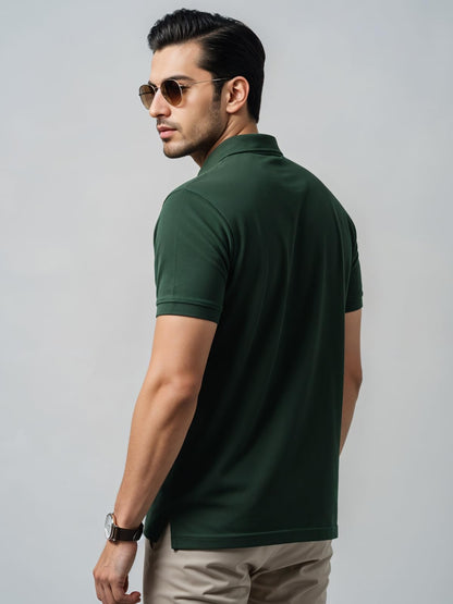 Mens Premium Cotton Polo T-Shirt | 220 GSM Soft Fabric | Casual Stylish Look | Contrast Collar Design Green Polo T Shirt | Polo