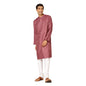 Fabindia Men Silk Blend Striped Long Kurta Pink_L
