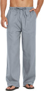 CB-COLEBROOK Mens Casual Linen Pants Elastic Waist Pants Drawstring Summer Beach Yoga Linen Trouser | Loose Fit Track Pants (in,