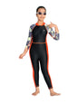 Aarika Girls Sports Wear Black Colour Leaf Print Swim Suit-(6-16 Years)-(SW-SHM-AB-601-BLACK-6)