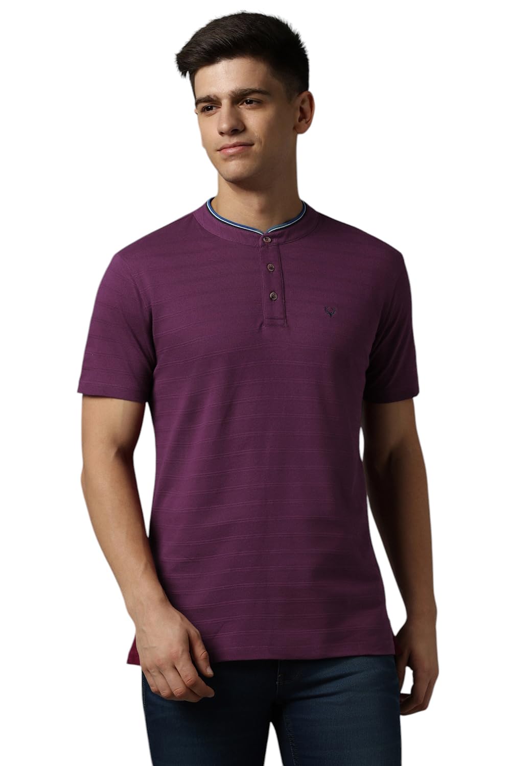 Allen Solly Men Striped Casual Cotton Short Sleeve T-Shirt