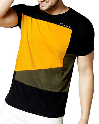 Noble Monk Men Regular Fit T-Shirt | Round Neck | Half Sleeve | Self Design | Casual T Shirt For Men
