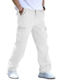 AVANOVA Mens White Cargo Jeans Slim Fit | Stylish Stretch Denim Trousers with Multi Pockets | Casual Wear Pants for Men | Comfor