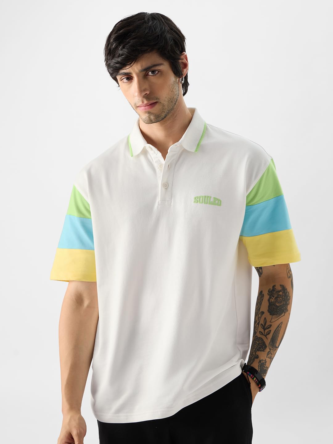 The Souled Store MenTSS Originals: White BlockOversized Polos