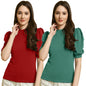 Tee Projekt Womens Solid Polyester T-Shirt for Women || Combo Summer T Shirts (Pack of 2)