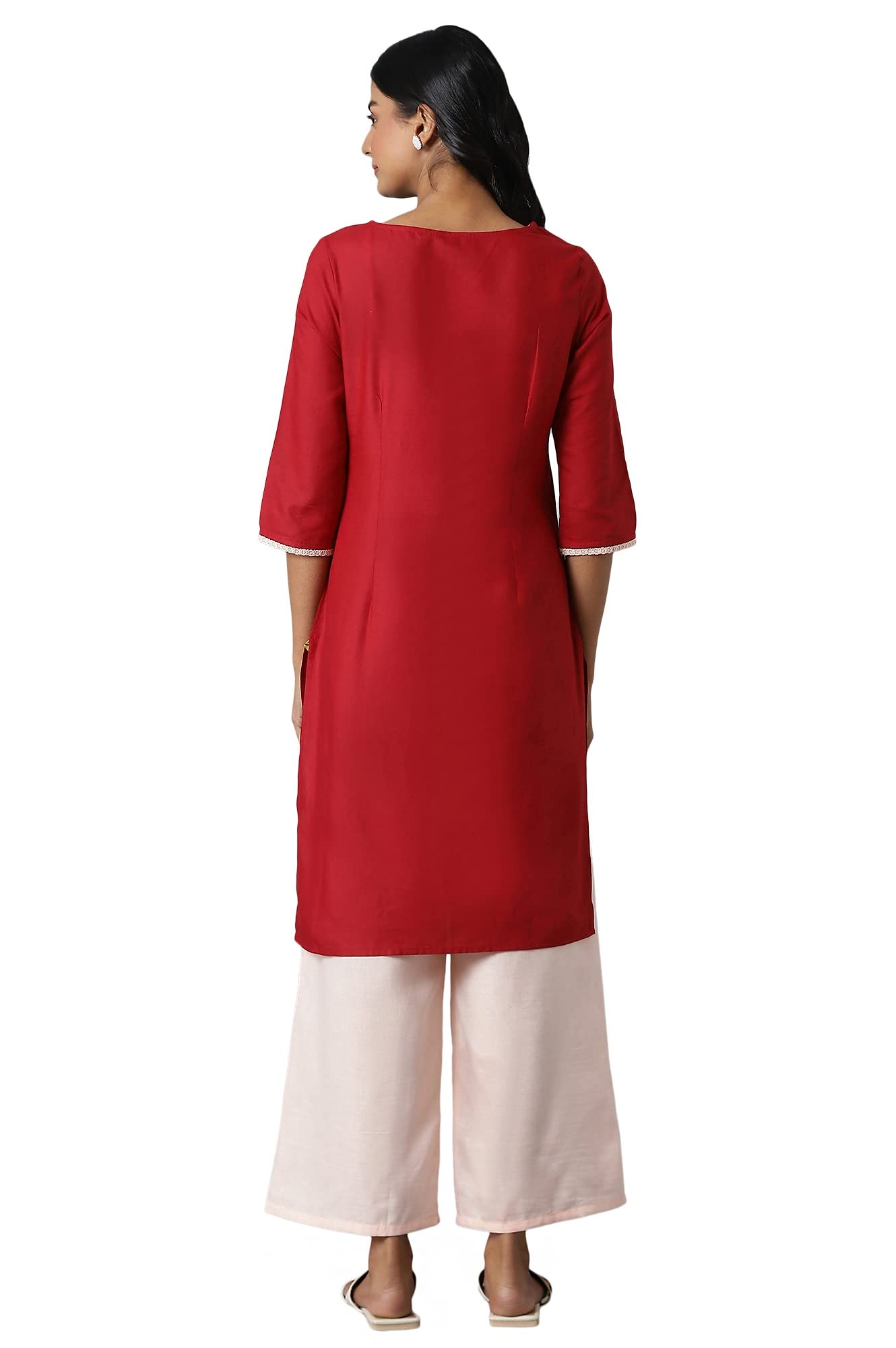 Aurelia Women's Cotton Blend Solid Straight Kurta & Palazzo