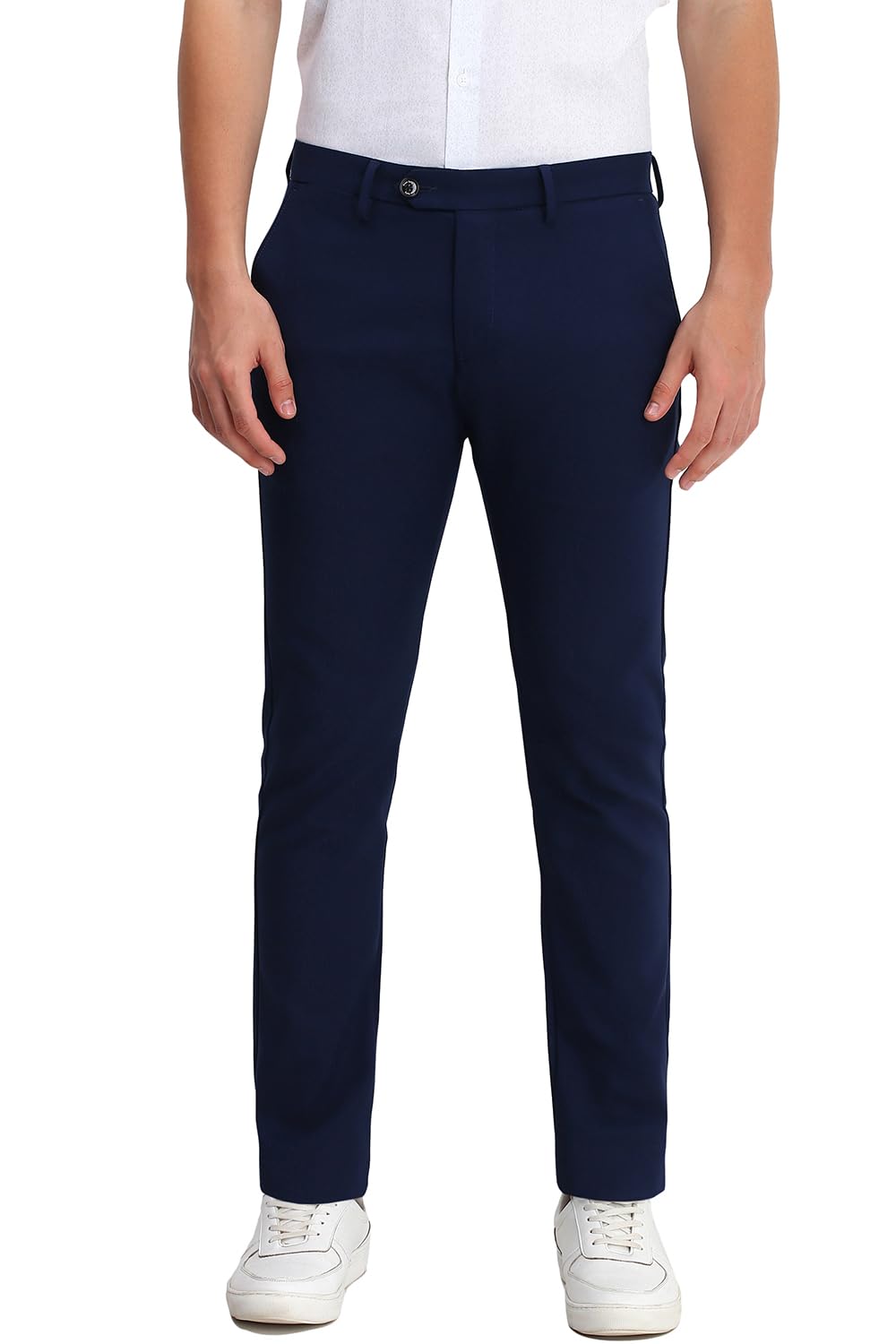 Allen Solly Men Slim Fit Solid Formal Cotton Trousers