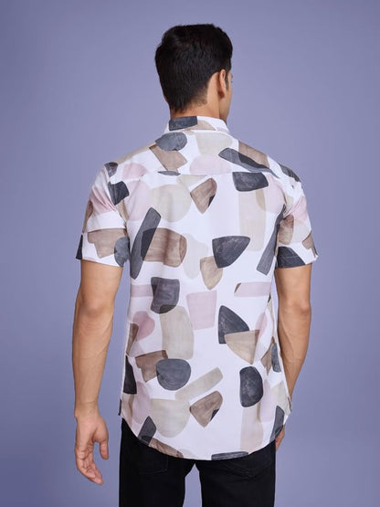 Pinkmint Stylish Shirt for Men ll Printed Half Sleeve Shirts ll Regular Fit Chest Pocket Shirt