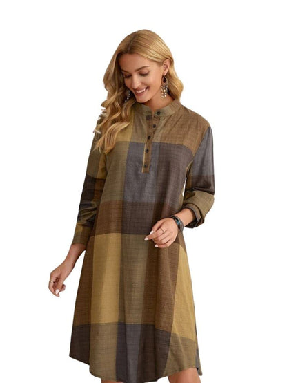 Om Sai Latest Creation Western Dress || Rayon Color Block Half Button Front Dress For Women || Long Cuff Sleeve & Stand Collared
