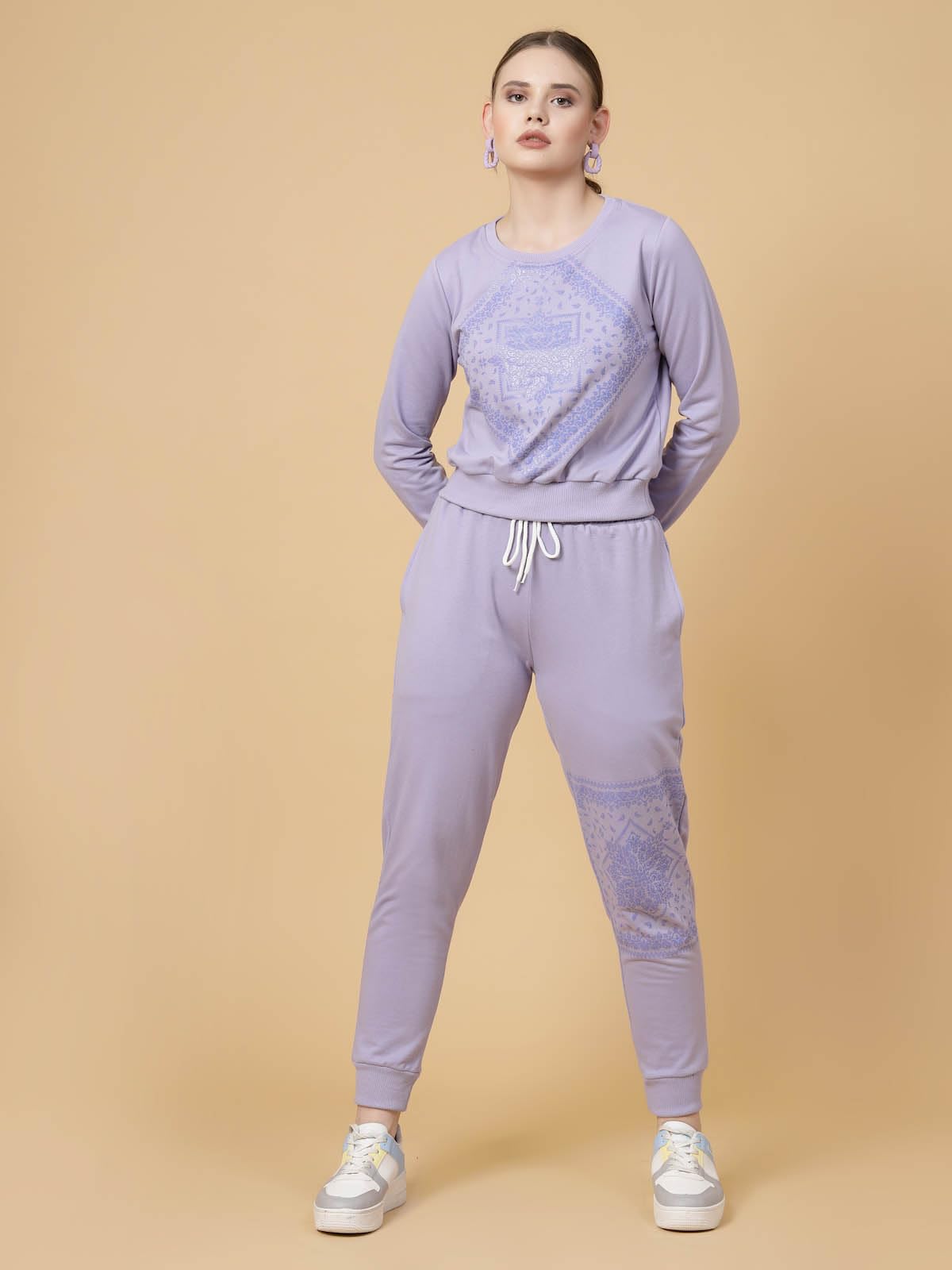Rigo Long Sleeves Printed Track Suit For Women | Round Neck Tracksuit For Women | Suitable for Yoga, Jogging & Gym | Workout Clo