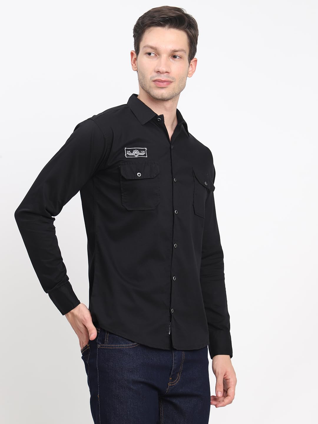 Shasmi Mens Double Pocket Cotton Shirt | Formal | Office Wear | Plain | Full Sleeve - Slim Fit Shirt for Men | Shirt for Men |