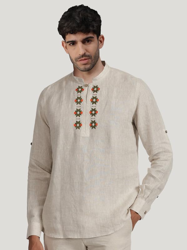 Be Active MenS Neck Embroidery 100% Cotton Short Kurta With Mandarin Collar || Short Kurta For Men Cotton || Stylish Short Kurt