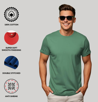 ADRO Men's Solid Regular Fit T-Shirt (RCM2-PLN)
