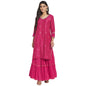 Fabindia Women Cotton Silk Blend Embroidered Slim Fit 2 Piece Kurtapink_S Magenta
