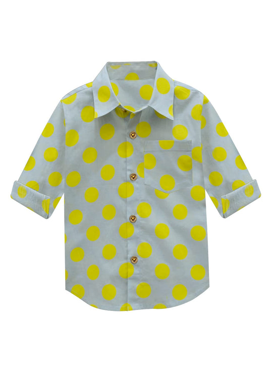 A.T.U.N. (ALL THINGS UBER NICE) Boys Printed Full Sleeve Collar Neck Casual Shirt Blue-Yellow