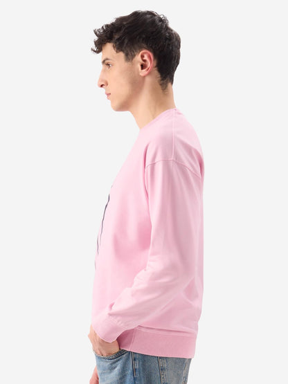The Souled Store Official Spider-Man: Spidey Sigil Men and Boys Long Sleeve Round Neck Pink Graphic Print Oversized Fit Sweatshi