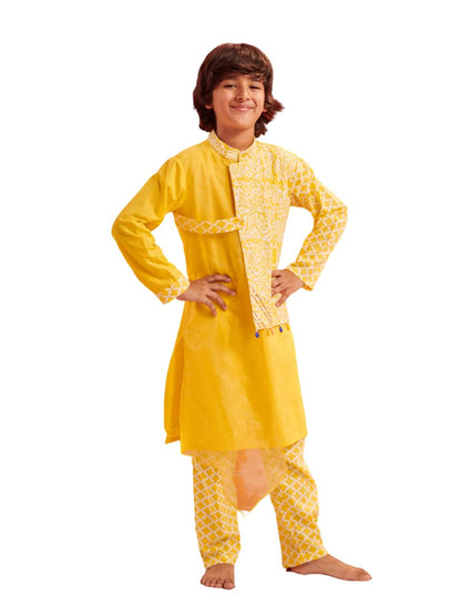 Pspeaches Boys Floral Printed Regular Kurta With Pyjamas (10-12Years)