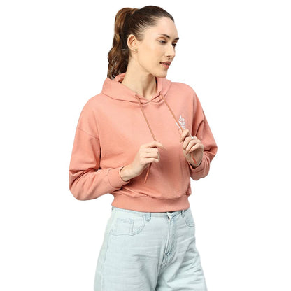 Hubberholme WomenS Winter Wear Cotton Blend Hooded Sweatshirt Pullover Hoodie (Light Pink)