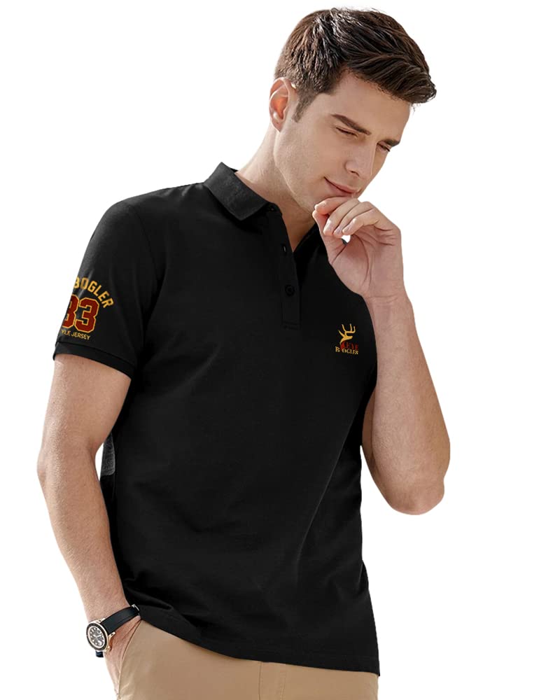 Eyebogler Mens Regular Fit Polo Neck Tshirt Pack Of 2 Black-Navy Blue