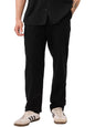 The Souled Store Solids: Midnight Black Mens and Boys Buttoned Slim Fit Cotton Linen Pants