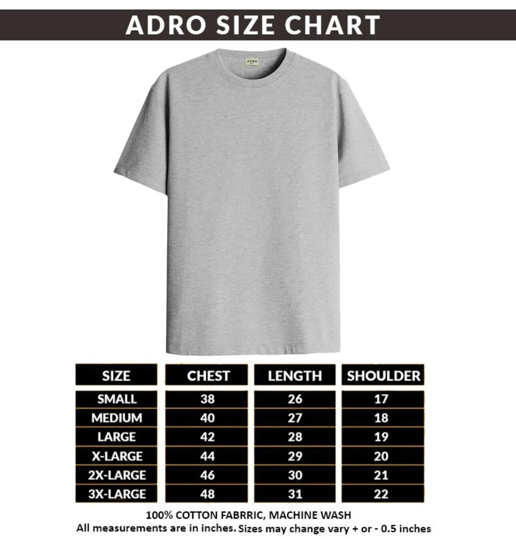ADRO Men's Solid Regular Fit T-Shirt (RCM3-PLN-NB-WH-GR_Navy,White,Grey