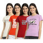 Preneum Womens Cotton Regular Fit Latest Graphic Stylish Printed Short Sleeves Casual T-Shirt || Trends & Stylish (Pack 4), Ora