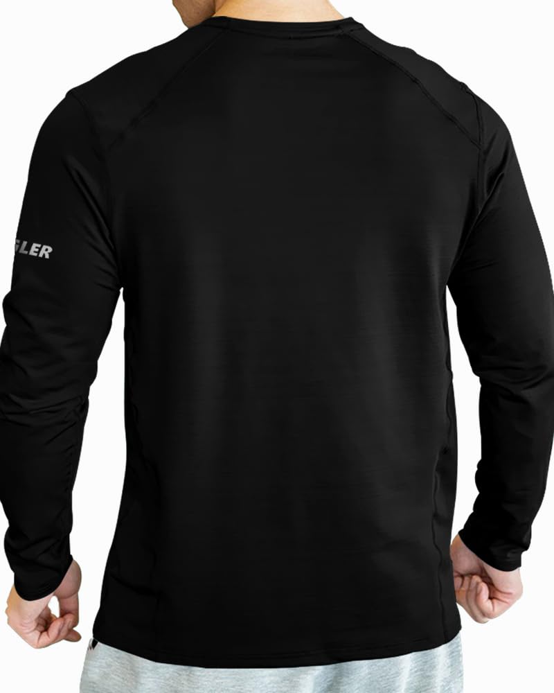 Noble Monk MenS Active Wear Regular Fit Round Neck T Shirt |Full Sleeves |Solid Pattern | Dry Fit T-Shirt For Men Black