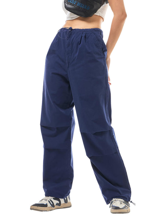 Bewakoof WomenS Solid Oversized Fit Cotton Parachute Pant_627715_Blue_2Xl