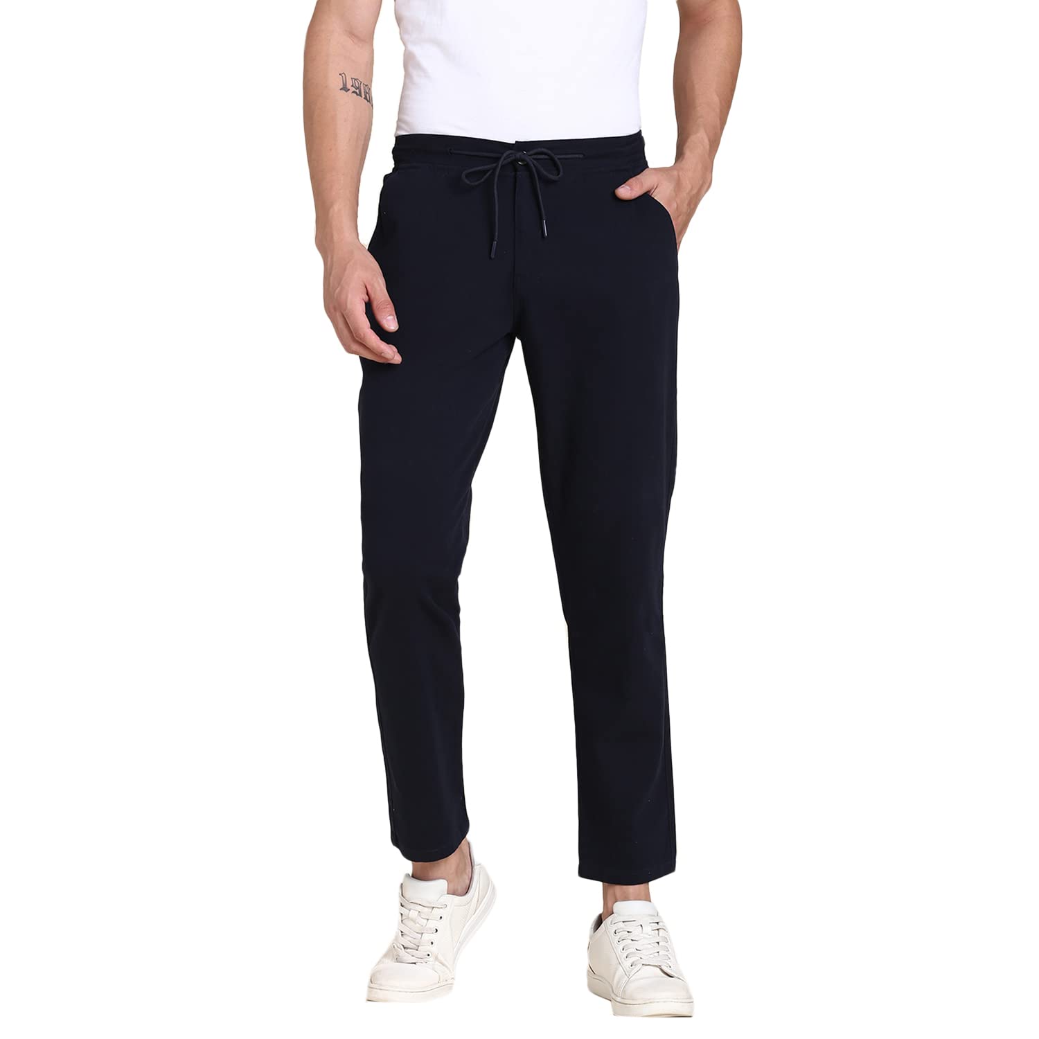 Dennis Lingo Slim Fit Solid Navy Chino for Men