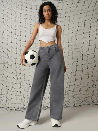 Hubberholme Women Cotton Washed Loose Fit High-Rise Casual Jeans