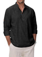 ROYALSCOUT Mens Cotton Polyester Blend Solid Regular Fit Full Sleeve Short Kurta Black
