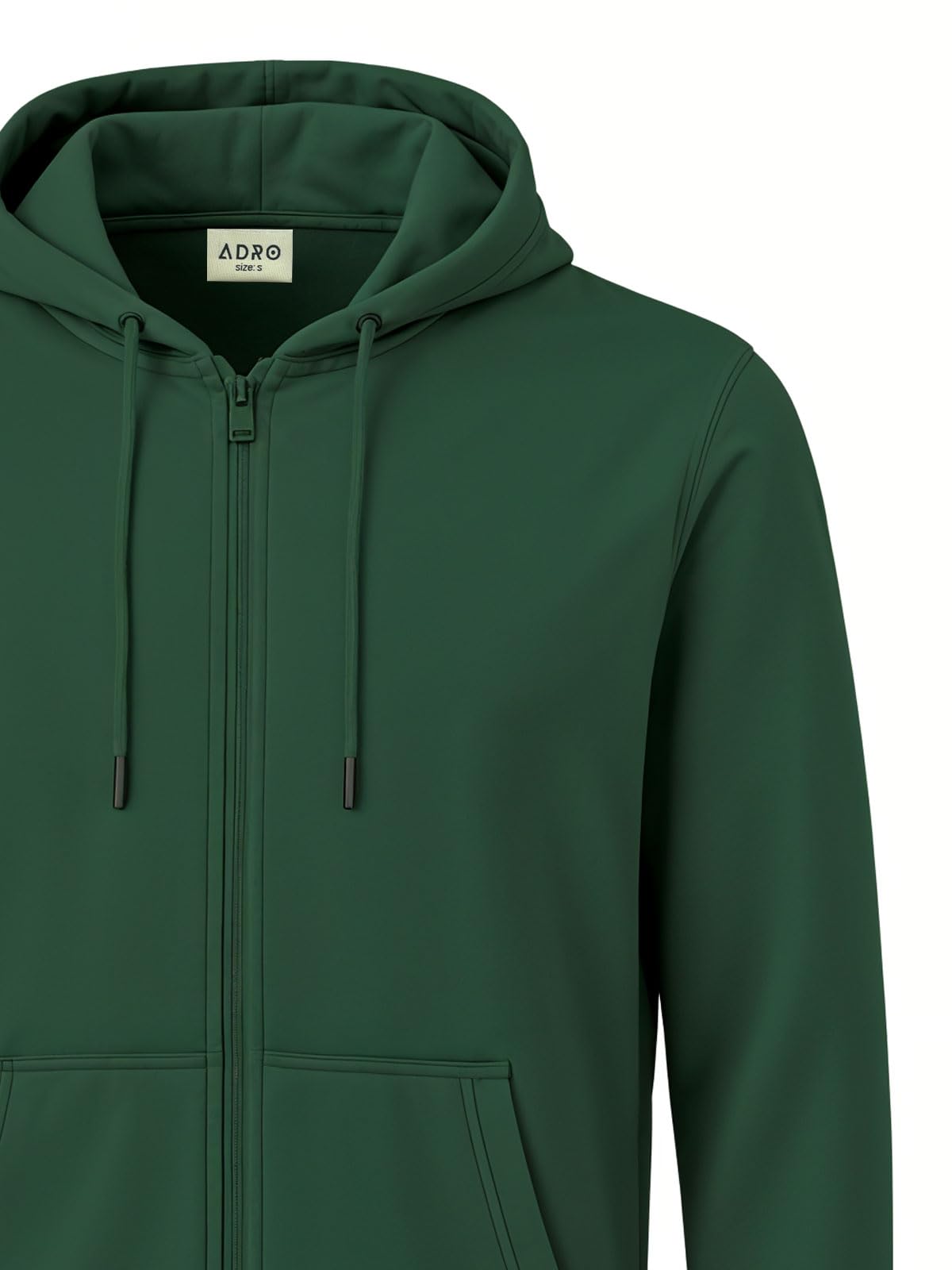 ADRO Mens Cotton Neck Hooded Sweatshirt (ZHH-24-PLN-GRN_Green