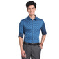 Turtle Men 100% Cotton Blue Printed Slim Fit Full Sleeve Ceremonial Shirt