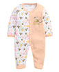 Bumzee Girls Cotton Full Sleeves Sleepsuit Peach & White - New Born (Peb10919A-Pch)