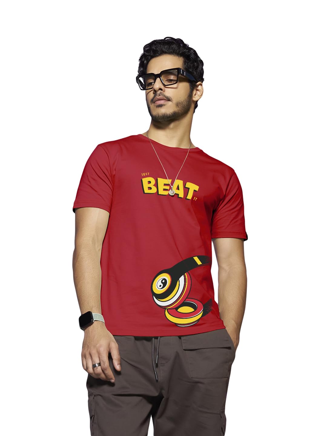 Bewakoof Men Graphic Print red Round Neck Half Sleeve T-Shirt