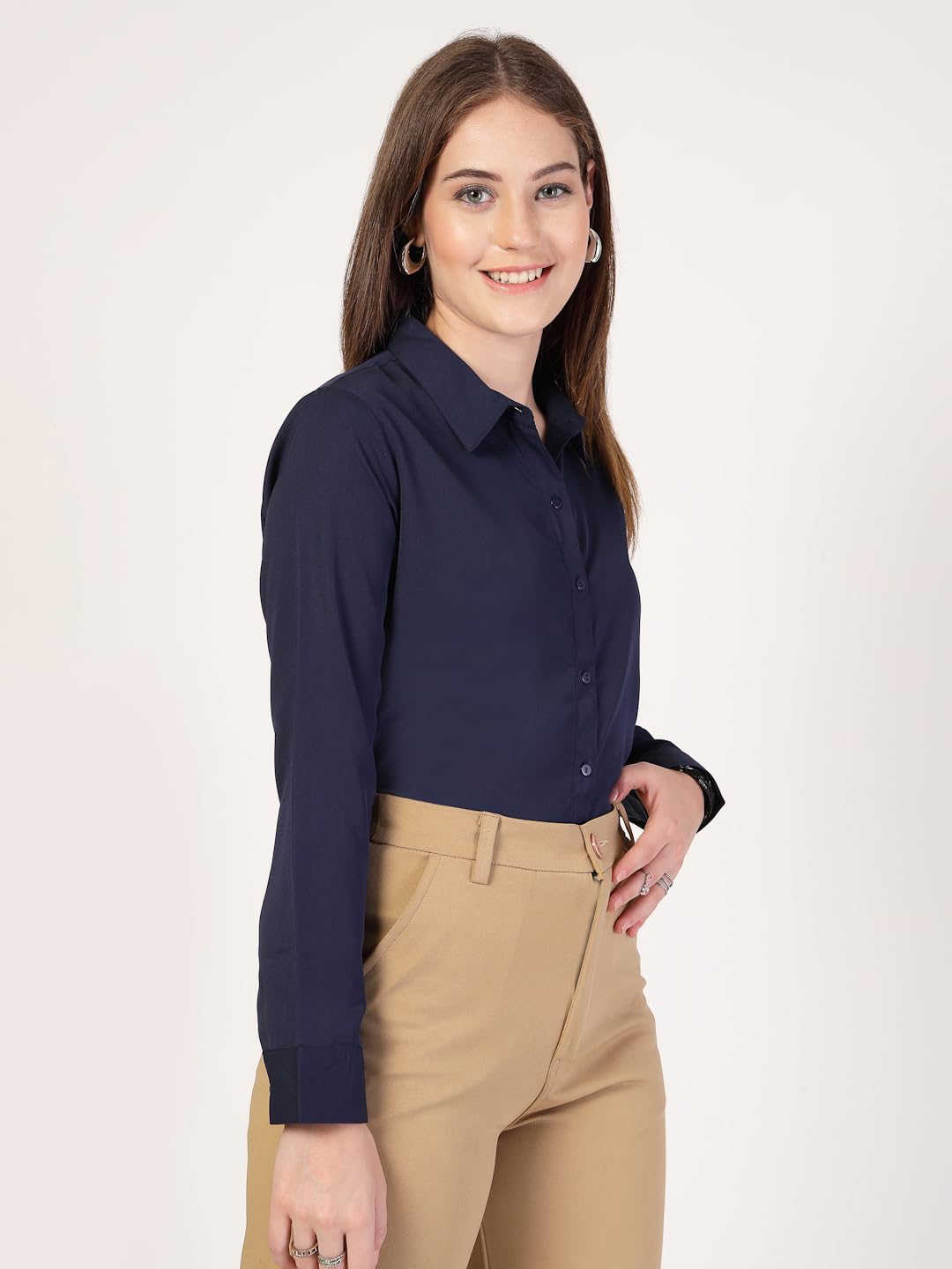 Style Quotient Women Navy Formal Shirt