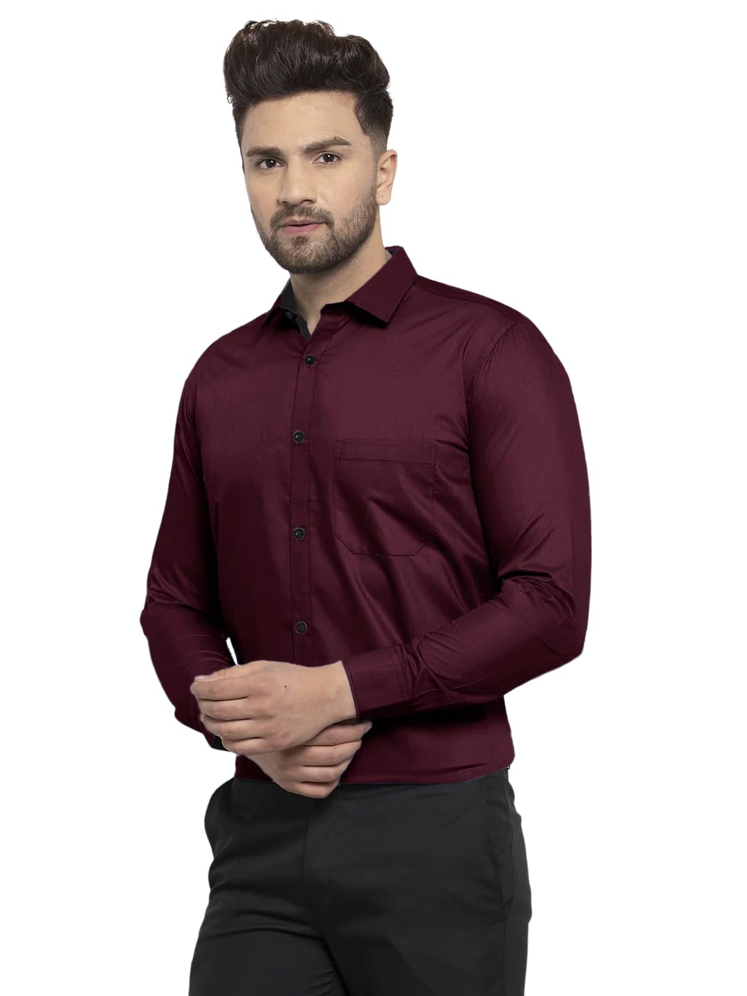 Pinkmint Mens Long Sleeve Button Down Shirt for Men Collared Casual Formal Soild Shirt